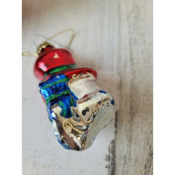 Snowman face glitter mistletoe blown glass ornament Xmas - Picture 5 of 9